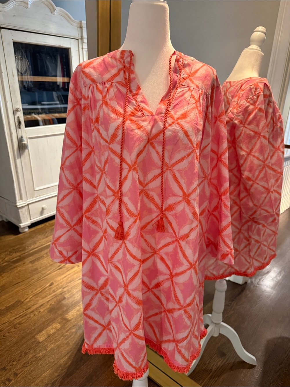 Tuckernuck Pink Coral Geometric Swim Coverup NWOT